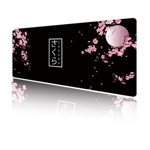 Tapis de souris de jeu imperméable noir à motif floral, base en caoutchouc antidérapante, grand tapis de souris avec bords cousus - Product Image 5