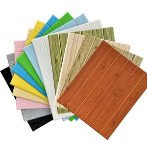 Stock Wholesale Wood Grain Solid Color Xpe Foam Material Imitation Wood Self Adhesive 3D Wall Paper Roll