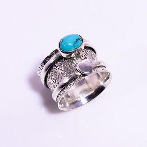 925 Sterling Silver Gemstone <b>Ring</b>, Turquoise Gemstone Meditation <b>Ring</b>, Silver <b>Spinner</b> <b>Ring</b> Wholesaler, Fine Silver Jewelry - Product Image 1