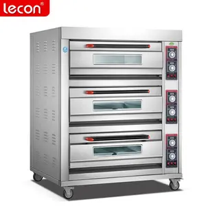 Forno elétrico industrial de 3 baralho, assar pães com 6 bandejas