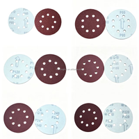 60-320 #   Disque abrasif en oxyde d'aluminium à grains assortis 5" 125mm 8 trous, matériau abrasif enduit, papier abrasif rouge, Lijas Madera