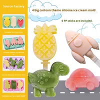 Moule à glaçons et à bâtonnets de crème glacée en silicone jetable en forme de dinosaure, couleur violette, pour les friandises maison