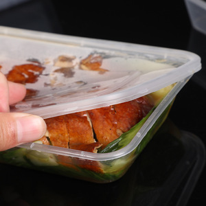 <b>Plastic</b> <b>Lunch</b> <b>Box</b> 750ml Rectangle Disposable Takeout Container For Roast Meat Fast Food - Product Image 1