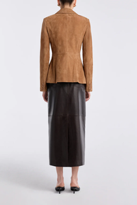 Abrigo de gamuza informal estilo ejecutivo con solapa entallada y un solo botón para mujer LEDUO - Product Image 3