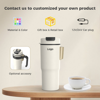 Tasse chauffante portable 12V/24V pour voiture, bouilloire électrique avec 6 niveaux de température et contrôle tactile pour café et thé en voyage