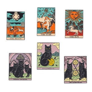 Pin personalizado de adivinación, conjunto de insignia de astrología, <span class=keywords><strong>tarot</strong></span>, Luna, solapa, dibujos animados de metal, Gato Negro, esmalte de tarjeta, <span class=keywords><strong>tarot</strong></span> - Product Image 5