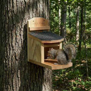 Mangeoire à écureuils en bois robuste FSC&BSCI, sans assemblage requis, pour la cour, le jardin extérieur, boîte à nourriture pour écureuils - Product Image 6