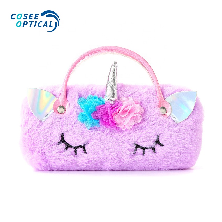 Детский Чехол для очков в виде единорога, портативный жесткий чехол для солнцезащитных очков для девочек с ручкой