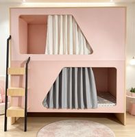 Lit superposé durable en métal et bois pour hôtel et appartement, lit superposé double capsule spatiale, mobilier de dortoir, direct usine