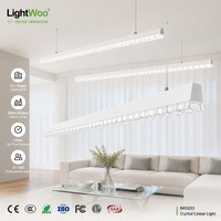 Lampada a Sospensione LED Curva Creativa per Interni, Profilo in Alluminio a 45 Gradi, Anello di Cristallo Flessibile, Luce Lineare per Sala da Pranzo