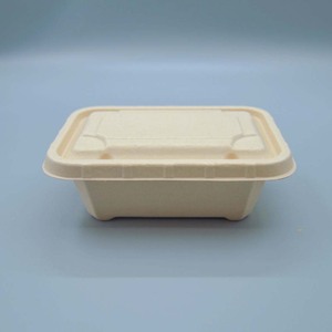 Lò vi sóng & lò an toàn phân hủy sinh học bã mía hình chữ nhật Hộp Ăn Trưa dùng một lần thực phẩm phục vụ <span class=keywords><strong>container</strong></span> với nắp - Product Image 2