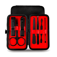 Ensemble de coupe-ongles en acier inoxydable, 7 pièces, rose et noir, pour manucure et pédicure, professionnel, vente en gros