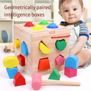 Meilleure vente classique Montessori enfants en bois forme géométrique trieur boîte éducatif Cube blocs de construction jouets assortis - Product Image 5