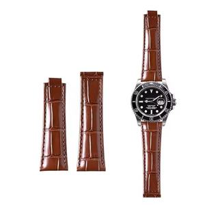 Bracelets de <span class=keywords><strong>montre</strong></span> de luxe en cuir véritable grain de crocodile pour hommes pour Rolex SUB-MARINER DAY-TONNA GMT avec fermoir déployant - Product Image 3