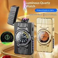 Briquet portable rechargeable en métal de luxe, coupe-vent, rouge, pour cigarettes
