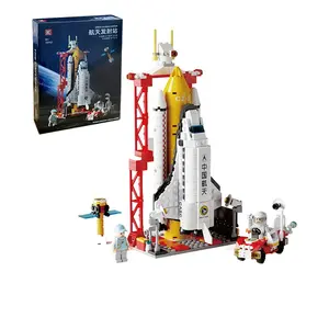 Educational DIY Assembly Racket Launch Station Legoing Building Block Toys With Mini Figures Astronaut Best Gift For Kids
