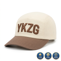Casquette de baseball YKZG vintage 5 panneaux en coton bicolore avec broderie 3D en relief, style rétro streetwear hip-hop unisexe, chapeau de soleil Gorras