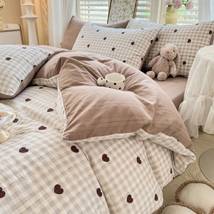 2024 Luxus benutzer definierte Bettwäsche Set 100% Polyester gedruckt Pflanzen muster Liebe Herzform New Style 4pcs Bettwäsche Bettwäsche Set - Product Image 5