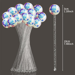Pengaduk koktail bola cermin disko buatan tangan warna-warni pengaduk plastik <span class=keywords><strong>Cocktail</strong></span> bola disko kustom pengaduk kopi untuk peralatan Bar - Product Image 6