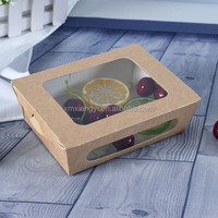 Boîte à salade en carton avec fenêtre, emballage alimentaire à emporter, boîte à lunch