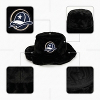 Chapeau Bob Unisexe Hiver Doux à Large Bord, Chapeau de Pêcheur Chaud pour Voyage en Extérieur avec Logo Brodé Personnalisé