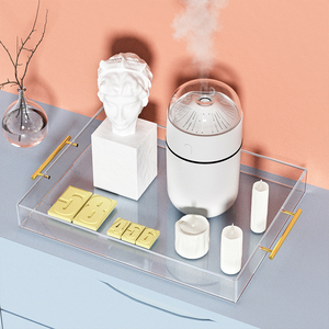 Tùy chỉnh thân thiện với môi trường không thấm nước khay <span class=keywords><strong>Acrylic</strong></span> trong suốt với tay cầm vàng phục vụ như một khay tắm thanh lịch hoặc Khay phục vụ - Product Image 4