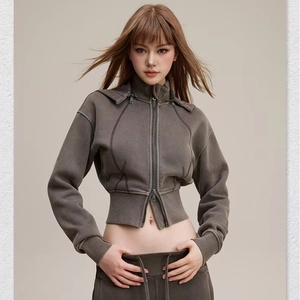 Sudadera con capucha de lana gruesa para mujer, personalizada, bordada, con cremallera y capucha desmontable, último diseño - Product Image 1