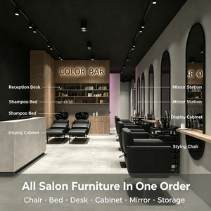 Mostrador de Salón Estilo Vantage Negro con Iluminación LED y Encimera de Piedra Personalizada para Tienda o Salón de Belleza - Product Image 2
