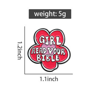 珐琅女孩读你的圣经别针女权主义信仰胸针翻领徽章背包服装配件批发 - Product Image 6