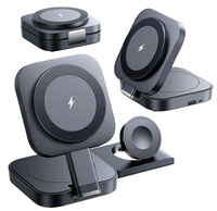 Chargeur sans fil magnétique 3-en-1 15W à charge rapide, support de charge, accessoires de voyage essentiels pour iPhone et montre intelligente