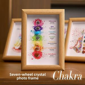 Wowei umwelt freundliche gravierte Kristall sieben Chakra Rahmen Ent magneti sie rende Stein dekorative Malerei Yoga Edelstein Foto rahmen - Product Image 2