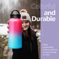 Bouteille d'eau sport durable en acier inoxydable à double paroi, isolée sous vide, anti-fuite, à large ouverture, garde au chaud/au froid 12-24 heures