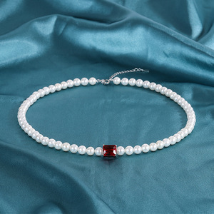 Nuevo regalo moda rectángulo diamante Retro australiano Shell perla Metal Color Artificial tesoro mezclar y combinar collar de mujer - Product Image 3