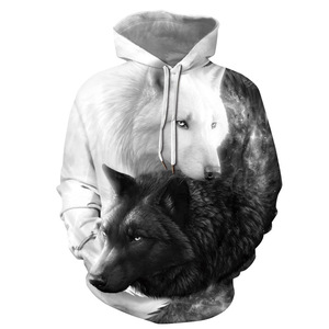 Felpa con Cappuccio da Uomo con Stampa 3D di Lupo, 100% Poliestere, Pullover Streetwear per Stampa Personalizzata - Product Image 1