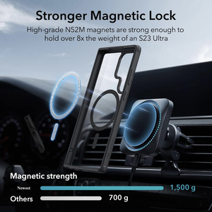 Funda de teléfono magnética para <span class=keywords><strong>Samsung</strong></span> <span class=keywords><strong>S23</strong></span> <span class=keywords><strong>Ultra</strong></span> <span class=keywords><strong>Plus</strong></span> 22, fundas móviles negras transparentes, funda trasera híbrida clásica resistente al amarilleo - Product Image 5