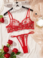 Nouvelles tendances en Europe et en Amérique, collection sexy en dentelle brodée, style ajusté, ensemble deux pièces transparent