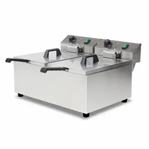 高品質ダブル17Lダブルタンク電気ポテトフィッシュドーナツフライヤー業務用キッチン機器レストラン用フライヤー - Product Image 1
