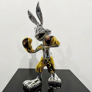 Nouveautés Sculptures Pop Art Lapin Boxeur Décoration de Bureau pour Décorations Artisanat en Résine Arts Pop - Product Image 4