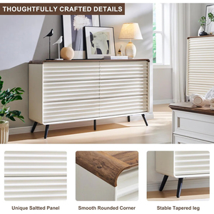 <span class=keywords><strong>Commode</strong></span> à 6 tiroirs de style moderne du milieu du siècle, faite à la main, avec design à persiennes, finition bicolore, pour chambre à coucher et salon - Product Image 5