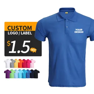 Kaus Golf pria lengan pendek kustom Logo kosong kaus Polo Golf 35% katun polos