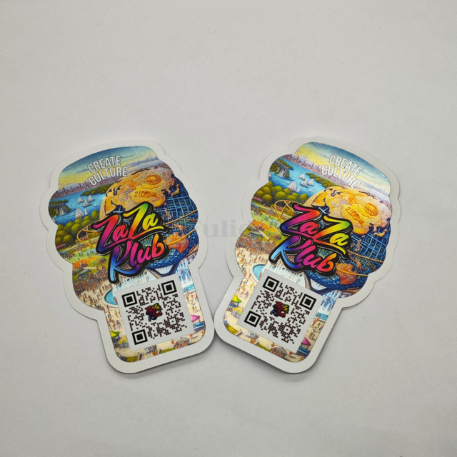 Custom Dynamic QR Code Holographic Waterproof Anti-Counterfeit Hologram Sticker Die Cut Printing Commercial Label Promotion