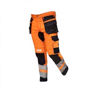 กางเกงทำงานผู้ชายแบบสะท้อนแสงสีส้มดำ ยี่ห้อ INDEX SPORTS ผ้าโพลีเอสเตอร์ พร้อมกระเป๋าคาร์โก้ - Product Image 1