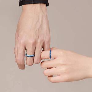 Bague de Couple ciel étoilé bleu pour femmes et hommes, Design romantique, bijoux de fête de mariage, <span class=keywords><strong>nuit</strong></span> <span class=keywords><strong>d</strong></span>'<span class=keywords><strong>été</strong></span>, bagues de Couple ouvertes réglables - Product Image 5