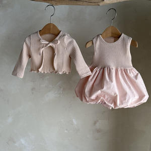 カジュアルな女の子用フレンチドレススーツ、長袖ニットウェア、バッドスカート、小・中サイズの子供用ツーピースドレスセット - Product Image 2