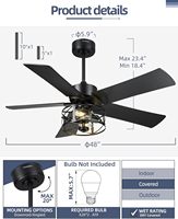 Ventilateur de plafond réversible de 48 pouces 5 pièces avec lumière ventilateur muet intelligent innovant moteur à courant continu à télécommande électrique