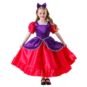 Robe de princesse pour femmes de style européen, violette et rouge, à manches longues, tenue assortie parent-enfant, costume d'Halloween - Product Image 5