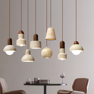 Lampada a sospensione piccola 2026 in stile Wasabi, retrò, in pietra gialla effetto grotta, per comodino, ristorante nordico retrò famoso, portico - Product Image 1