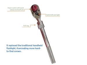 Clé à cliquet flexible et extensible professionnelle pour réparation automobile, 1/2 pouce, avec lampe torche LED, directement de l'usine - Product Image 2