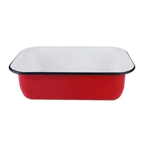 Хорошее качество, Белая Квадратная форма для выпечки, белая/красная эмалированная металлическая сковорода для выпечки