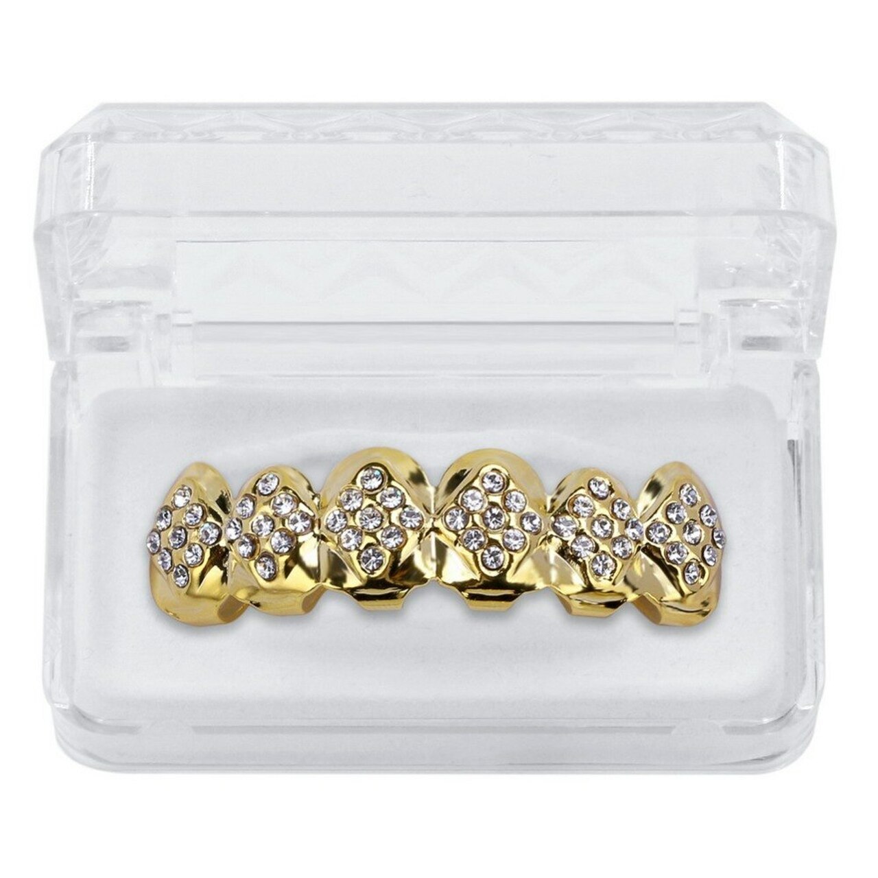 5 Grills Dentaires Or Hip-hop - Bijoux Punk Diamant, Croix, Coeur, étoile, Avec Bandes Silicone Et Pincette